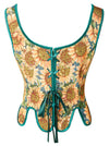 Vintage Jacquard Sunflower Waist Cincher Bodycon Overbust Corset Bustier Tops Back View
