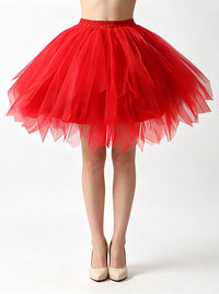 Lovely Retro Fluffy Layered Mesh Princess Pettiskirt Tulle Underskirt Ballet Skirt with Elastic Waist Model View