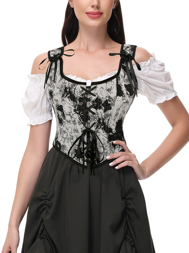 Floral Renaissance Corset Bustier Tops for Women Side View