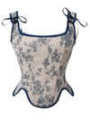Charmian Women's Renaissance Vintage Floral Boned Lace Up Corset Vest with Zipper Beige Main Image