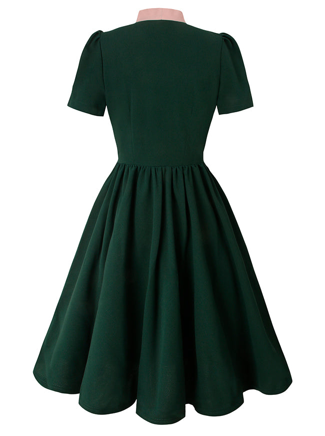 1950s Vintage Business Casual Office Work A-Line Dress Black / M/Fit Bust: 34.6''-36.6'', Fit Waist: 29.1''-31.1''