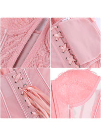 Lace Corset Top Bustier Pink Corset Detail View