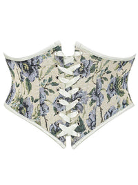 Charmian Women's Renaissance Vintage Floral Lace Up Corset Waist Belt Off-White Main Image
