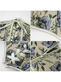 Renaissance Fair Fantasy Corset Belt Adjustable Lace Up White Detail View