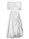 Charmian Women's Renaissance Off-Shoulder Ruffle Drawstring Midi Costume Dress White Main Image