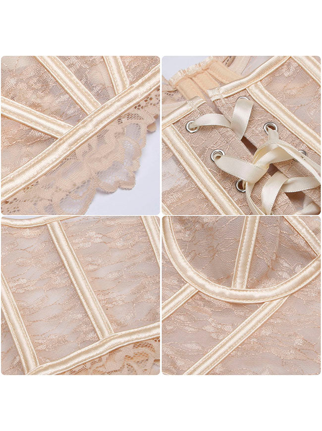 Summer Sheer Lace Corset Bustier Top for Women Detail View