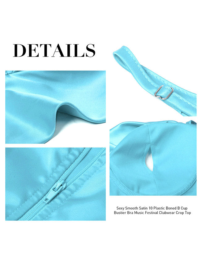 Satin Spaghetti Strap Zip Back Clubwear Camis Crop Top