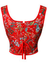 Vintage Flower Suspender Corset Tops Back View