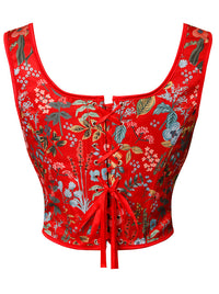 Vintage Blumen Straps Korsett Tops Rückansicht
