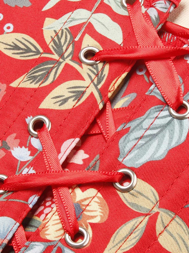 Crop Top mit Blumenmuster und Schnürung oder Damen-Detailansicht