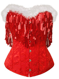 Charmian Women's Overbust Corset Bustier Top Christmas Costume Outfits Red Main Image