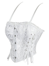 Vintage Renaissance Ruffled Elegant Bustier Corset with Straps Back View