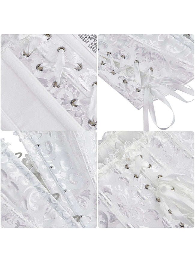 Lace Up Corset Top Y2K Style Going Out White Corset Top Cosplay Costume Corset Detail View