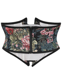 Floral Print Victorian Renaissance Underbust Corset Detail View