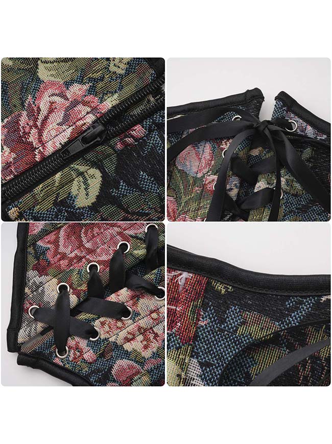 Women Renaissance Embroidered Plus Size Corset Belt Detail View