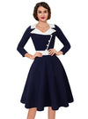 Women's Vintage 3/4 Sleeve A-Line Dress Model View