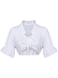 Charmian Women's Dirndl Blouse Crop Tops for Bavarian Oktoberfest Costume Outfits Ruffle Collar/White Main Image