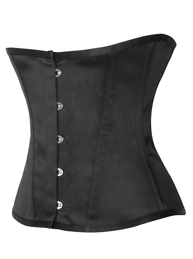 Moda Qadın Qara Punk Gothic Busk Bağlanması Alt Gövdəli Korset Yan Görünüş