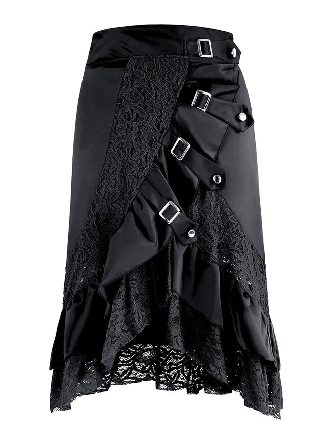 Steampunk Gothic Asymmetry Lace Trim Party Bustle Skirt Main Image