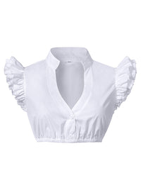 Charmian Women's Dirndl Blouse Crop Tops for Bavarian Oktoberfest Costume Outfits Sleeveless/White Main Image