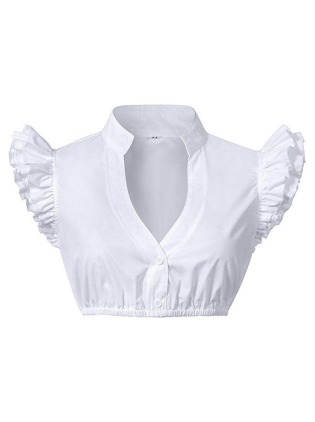 Charmian Women's Dirndl Blouse Crop Tops for Bavarian Oktoberfest Costume Outfits Sleeveless/White Main Image