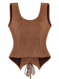 Women Western Cowgirl Vest Ren Faire Lace Up Corset Vest Back View
