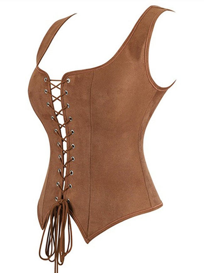 Country Music Festival Outfits Brown Vintage Boho Vest Top Detail View