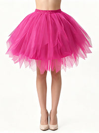 Lovely Retro Fluffy Layered Mesh Princess Pettiskirt Tulle Underskirt Ballet Skirt with Elastic Waist Model View