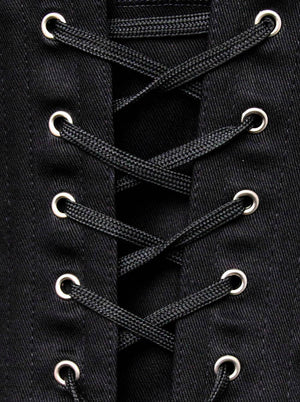 Women's Gothic 26 Steel Boned Cotton Long Torso Hourglass Corset Black Detail View
