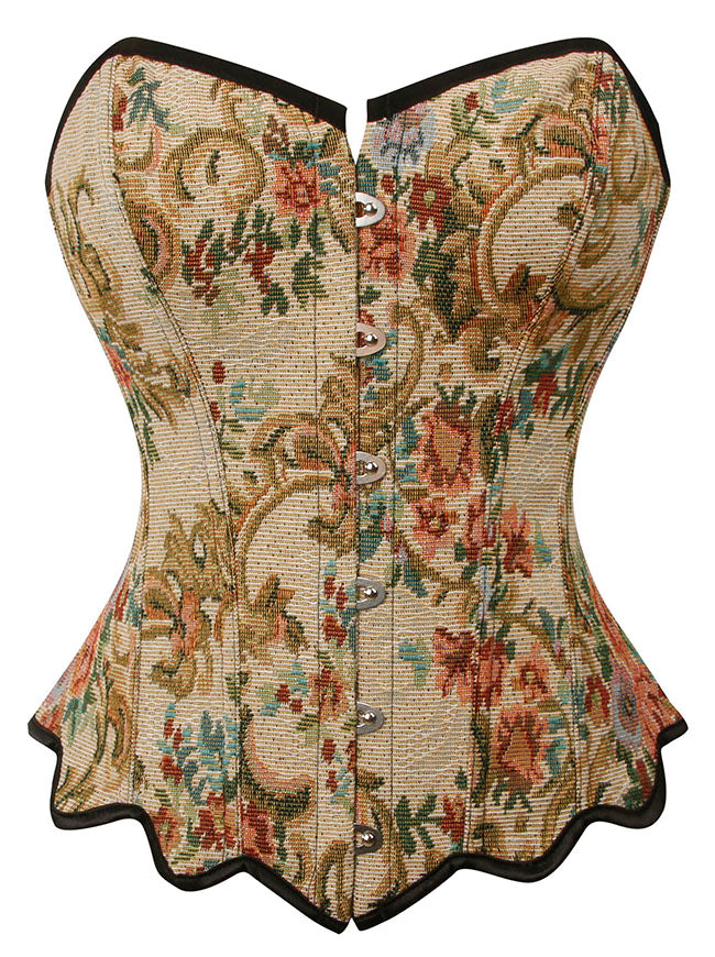 Renaissance Retro Elegant Floral Lace Trim Overbust Corset Top