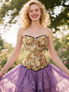 Renaissance Vintage Elegant Floral Lace Trim Sweetheart Overbust Corset Bustier Top Main View