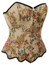 Steampunk Overbust Push Up Flower Print Elegant Waist Training Overbust Corset Side View