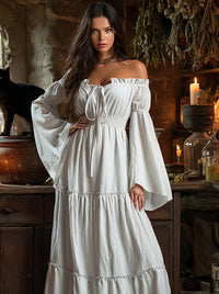 Women Renaissance Fairy Flowy Dress Side View