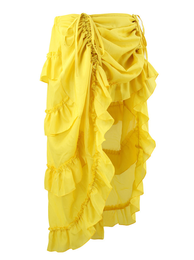 Steampunk Vintage Adjustable Ruffled Irregular Cyberpunk Skirt