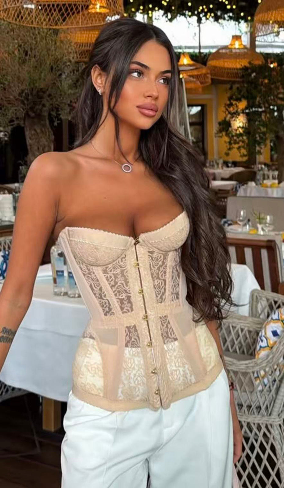 Lace Bustier Top Waist Trainer for Women Detail View