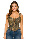 Corset Style Top Sleeveless Jean Crop Top Zipper Detail View