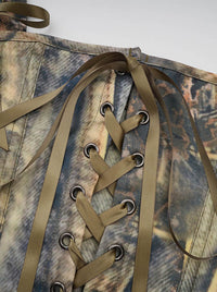 Women Denim Tops Back Zipper Corset Tank Top Detail View