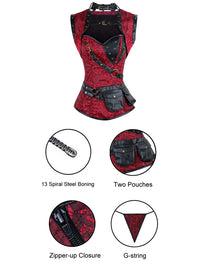 Mode Hot Selling Hochwertige Frauen Denim Gothic Steampunk Schatz Schnür Korsett Tops Detailansicht