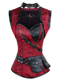 Steampunk Gothic Retro Spiral Stahlkorsett Bustier Top Rot Hauptbild