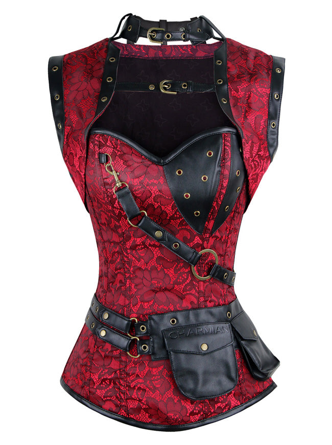 Steampunk Gothic Retro Spiral Stahlkorsett Bustier Top Rot Hauptbild