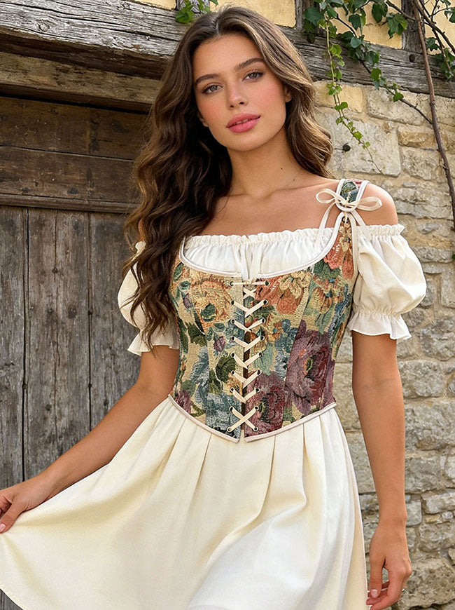 Womens Renaissance Corset Tops for Ren Faire Costume Side View