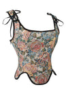 Women Cottagecore Floral Corset Vest Back View