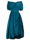 Charmian Women's Renaissance Off-Shoulder Ruffle Drawstring Midi Costume Dress Sky Blue Main Image