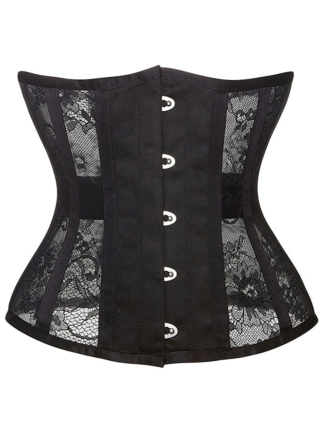 Steel Boned Floral Mesh Lace Breathable Underbust Corset