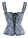 Renaissance Lace Up Vintage Boned Bustier Corset with Garters Back View