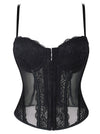 Charmian Women's Y2K Lace Mesh Corset Top with Adjustable Straps Black Main Image