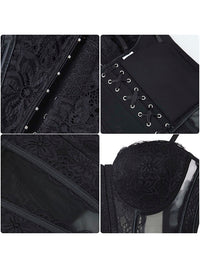 Romantic Mesh Corset Tank Tops Corset Negro Detail View