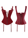 Sexy Victorian Gothic Clothing Zipper Overbust Corset with Garters