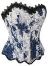 Steampunk Overbust Push Up Flower Print Elegant Waist Training Overbust Corset Side View