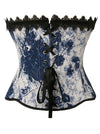Elegant Overbust Lace Up Retro Blue Tank Top Ren Faire Bustier Corset Back View